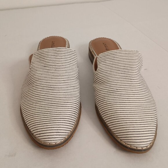 Indigo Rd Black Cream Stripe Mule Heels Womens Sz 8 - Picture 6 of 16